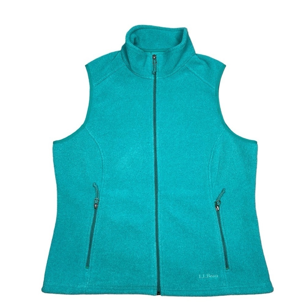 L.L. Bean Polartec Collared Full Zip Fleece Vest Aqua Size Large